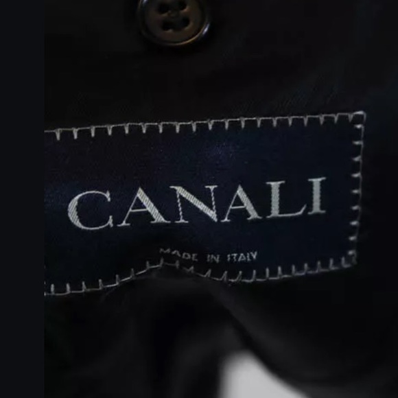 CANALI NAVY BLUE WOOL PINSTRIPE BLAZER SIZE 50 - Picture 6 of 7